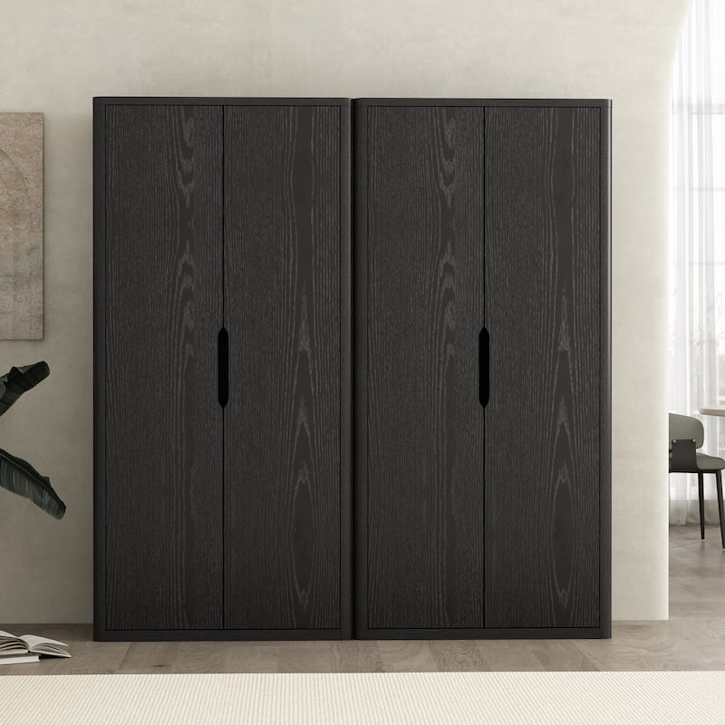 Manhattan Comfort Rivington Modern 38 In Bookcase Cabinet - Black - Set of 2