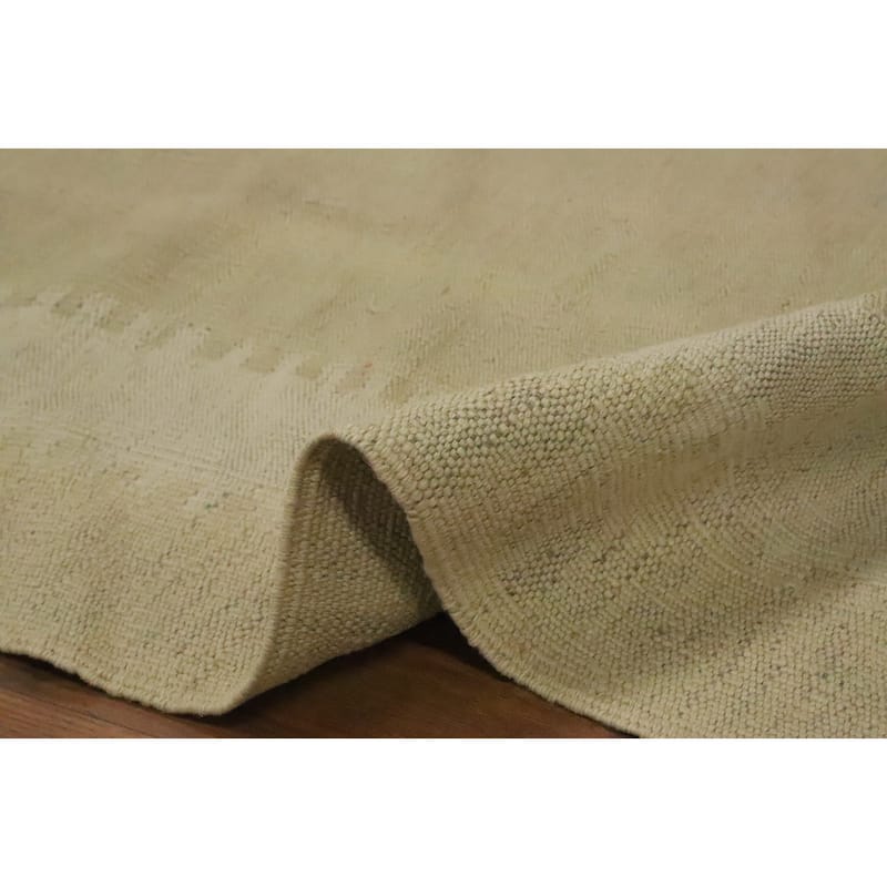 Hand Woven Oriental 100% Wool Carpet Southwestern Tribal Beige & Ivories Kilim Area Rug - 12' 10'' X 9' 9''