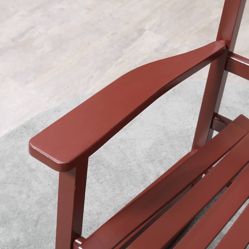 Outsunny Wood Rocking Chair Rocker with Slatted Back, Natural