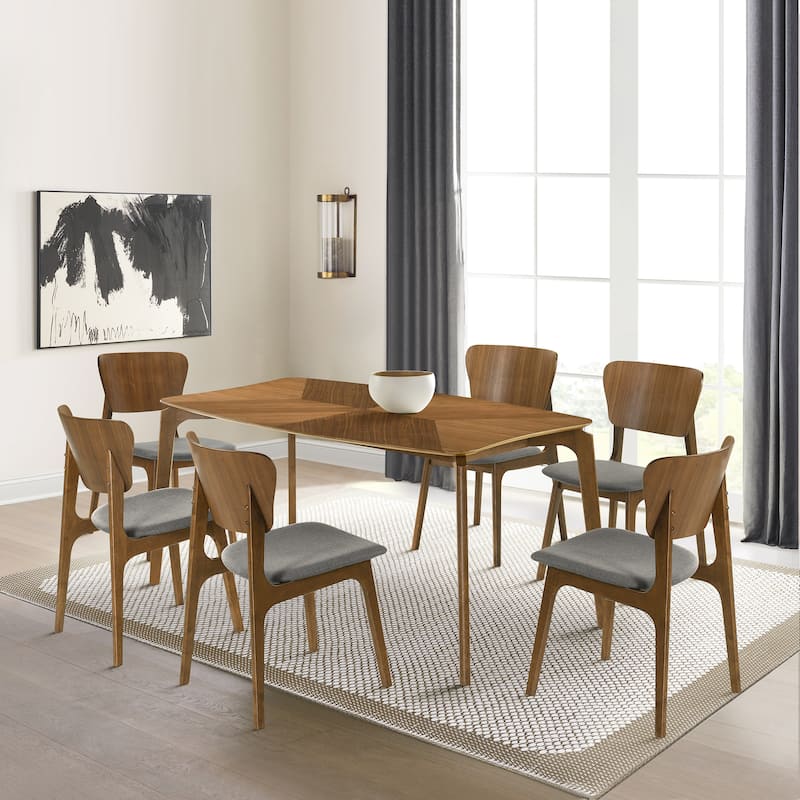 Kalia 7 Piece Wood Dining Set - Charcoal/Walnut