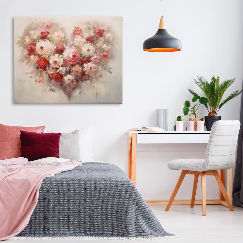 Stupell Valentine Roses Heart Canvas Wall Art Design By Arlington Prints