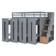 preview thumbnail 27 of 35, Contemporary Design Twin Loft Bed with Two-Tone Storage Stairs and Large Pull-Out Wardrobes, Smooth Sliding Mechanism, White