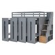 preview thumbnail 6 of 18, Gray Twin Size Solid Wood Modern Loft Bed with Storage Stairs and Wardrobes