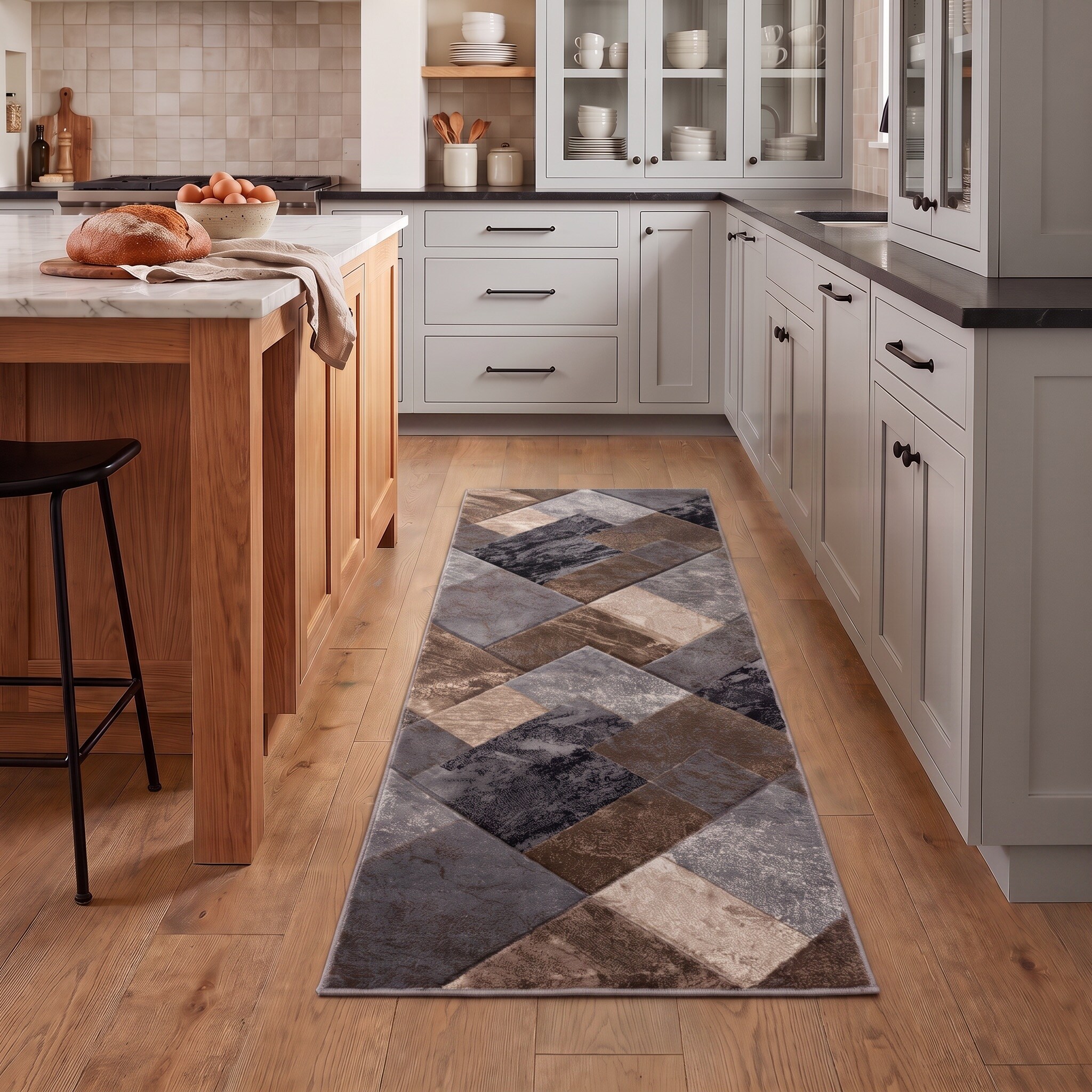 MDA Rugs Alexia Collection Geometric Gray/Brown Indoor Contemporary Area Rug