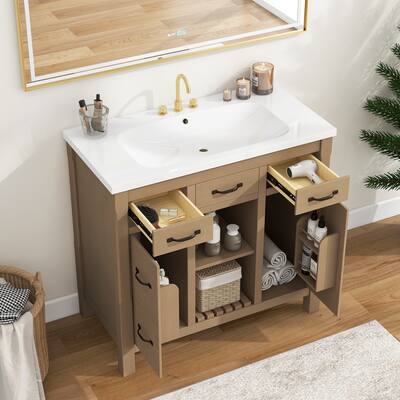 36'' Bathroom Vanity Storage Cabinet with Undermount Sink,with 2 Drawers and 2 Cabinets