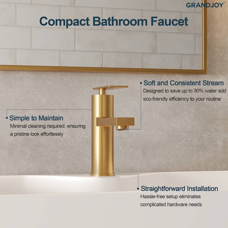 GRANDJOY 2-Pack Modern Single Handle Bathroom Vanity Faucet, Single-Hole Installation