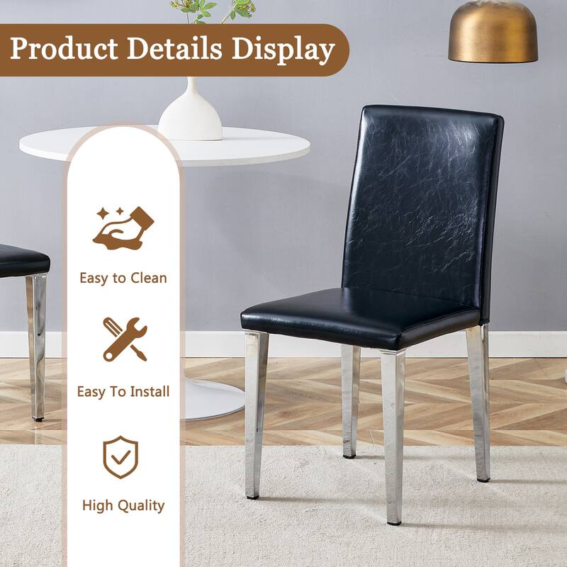 63-Inch Rectangular Dining Table Set with Tempered Glass Top and Chairs, Modern Kitchen & Living Room Dining Set for Apartments