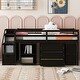 preview thumbnail 1 of 7, Espresso Twin Size Solid Wood Loft Bed with Retractable Desk, Storage Stairs, Storage Drawers, and Shelves