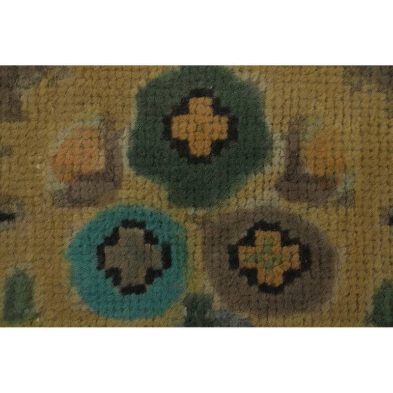 Hand Knotted Oriental 100% Wool Carpet Traditional Floral Yellow & Gold Tabriz Area Rug - 9' 5'' X 6' 5''