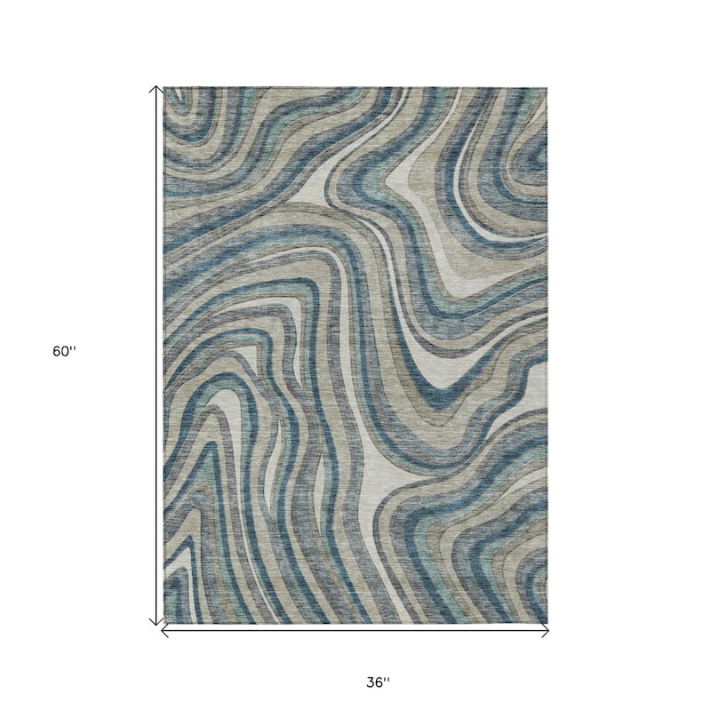 HomeRoots Abstract Transitional Rectangle Outdoor Rug
