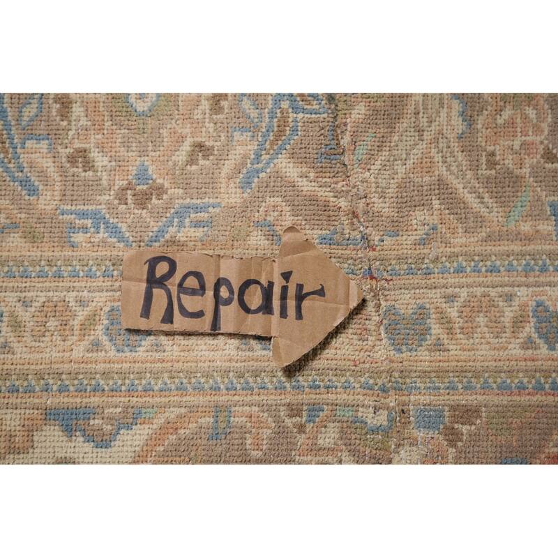 Traditional Mashad Vintage Persian Rug Bedroom Handmade Wool Carpet - 7'10" x 11'0"