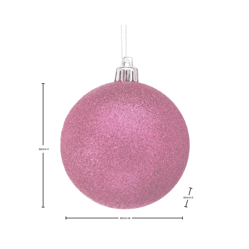 80mm Shatterproof Plastic Glitter Ball Set of 2