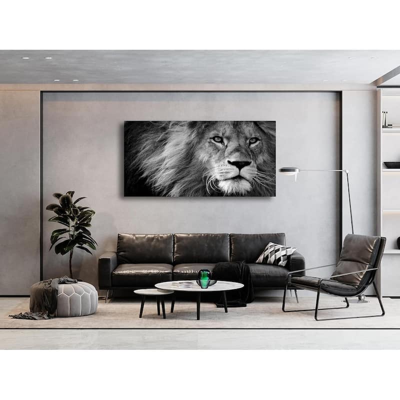 Wall Art Stretched Artwork Black and White Lion Pictures to Photo
