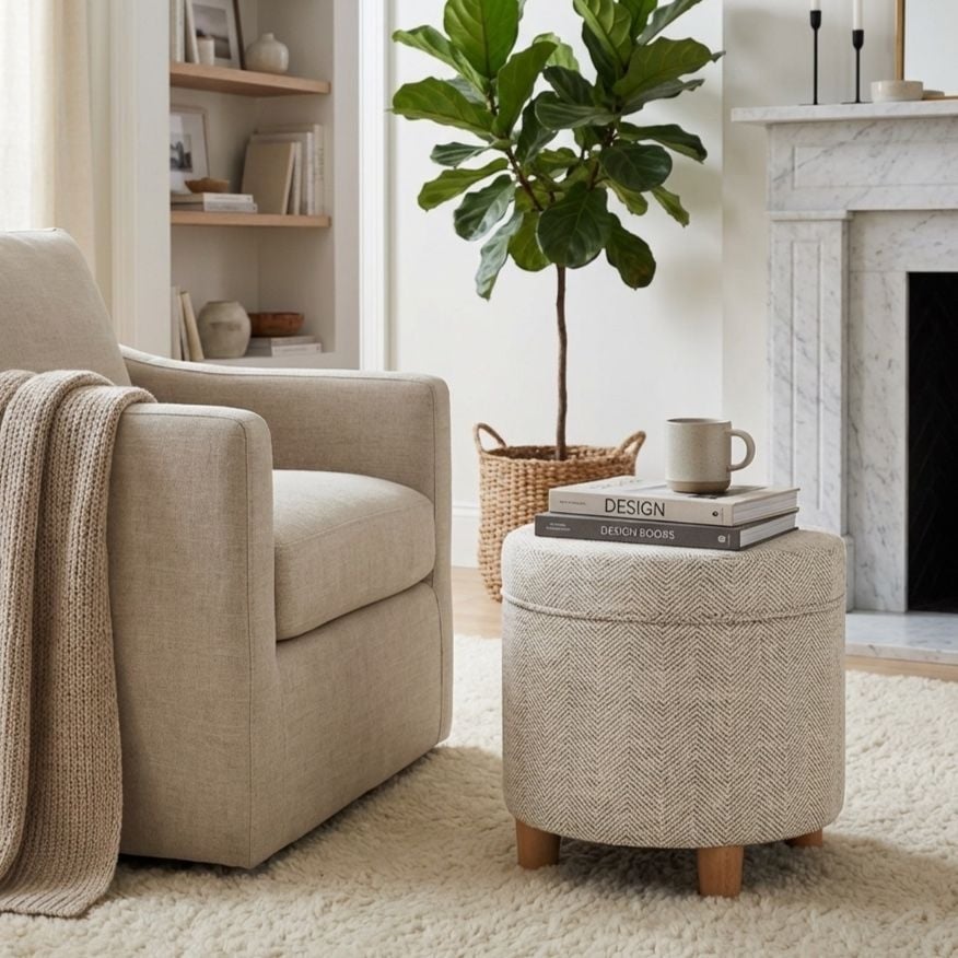Porch & Den Parkchester Round Storage Ottoman
