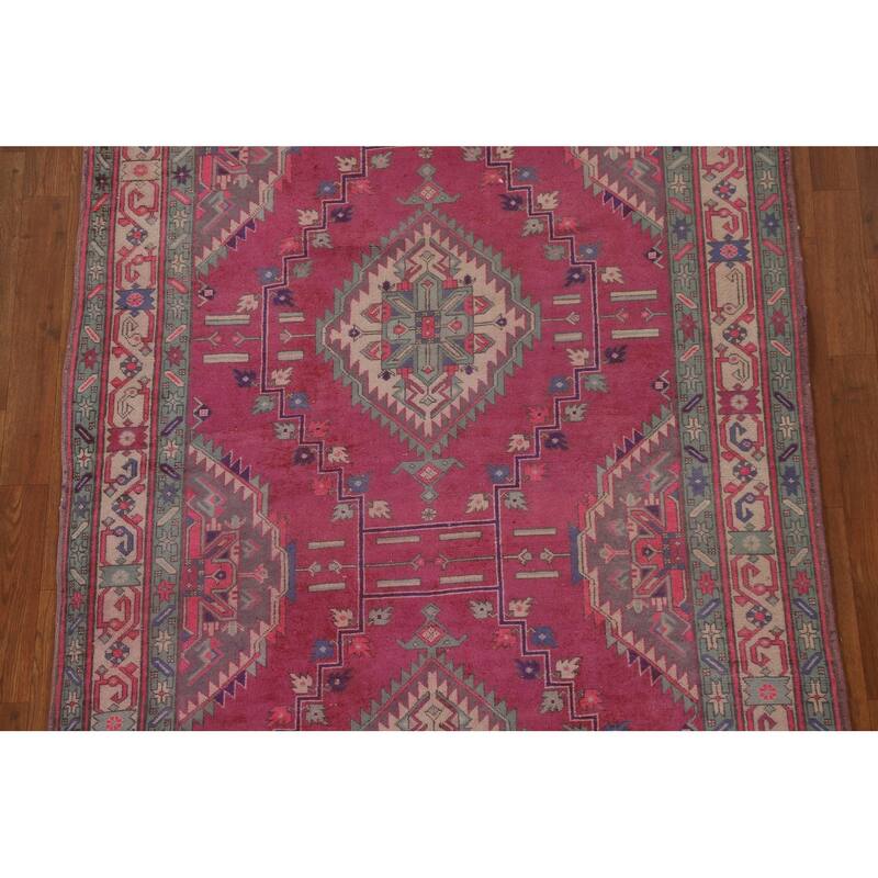 Tabriz Persian Vintage Runner Rug Handmade Wool Carpet - 4'5" x 10'9"