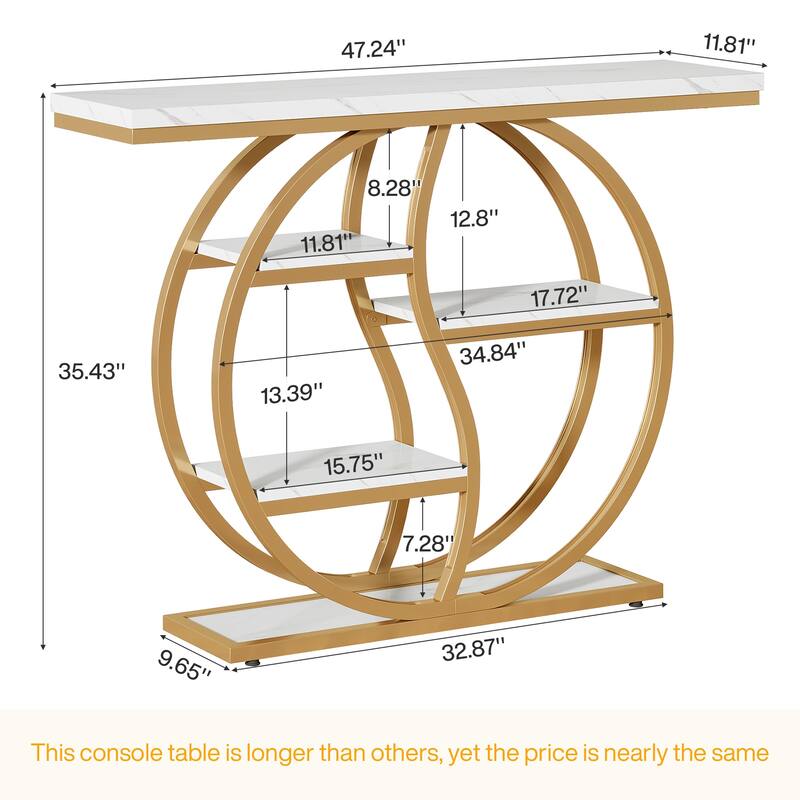 Industrial 5-Tier Console Sofa Table with Storage for Small Spaces