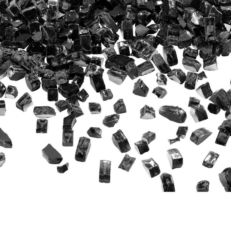 Black Tempered Reflective Crushed Fire Glass 10 lbs. High Heat - 1/2 inch