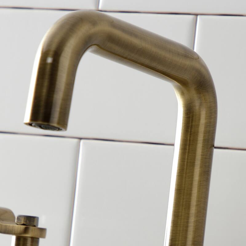 Kingston Brass Whitaker Two-Handle 3-Hole Deck Mount Widespread Bathroom Faucet with Push Pop-Up
