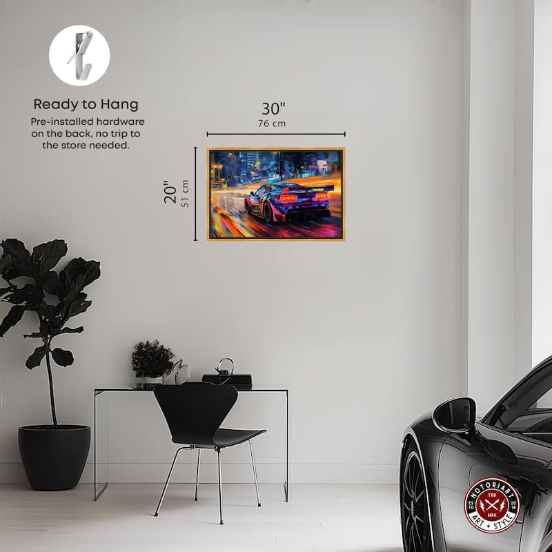 Notoriart Night Drive Vibes Framed Car 1 Piece Canvas Wall Art