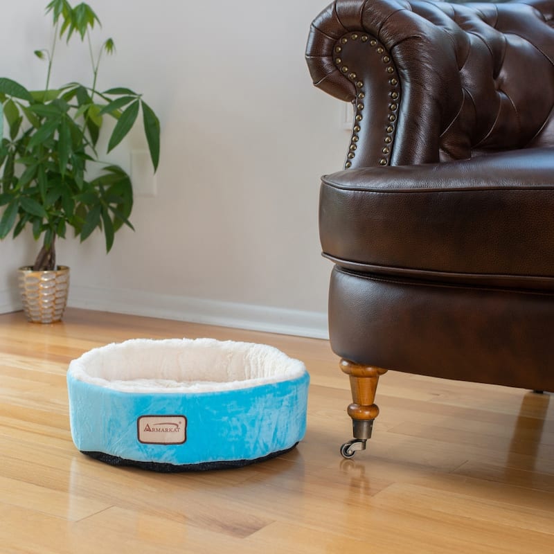 15" Soft Plush Round Dount Cat Beds, Dog Cuddler - 15"(L) x 15"(W) x 5"(H)
