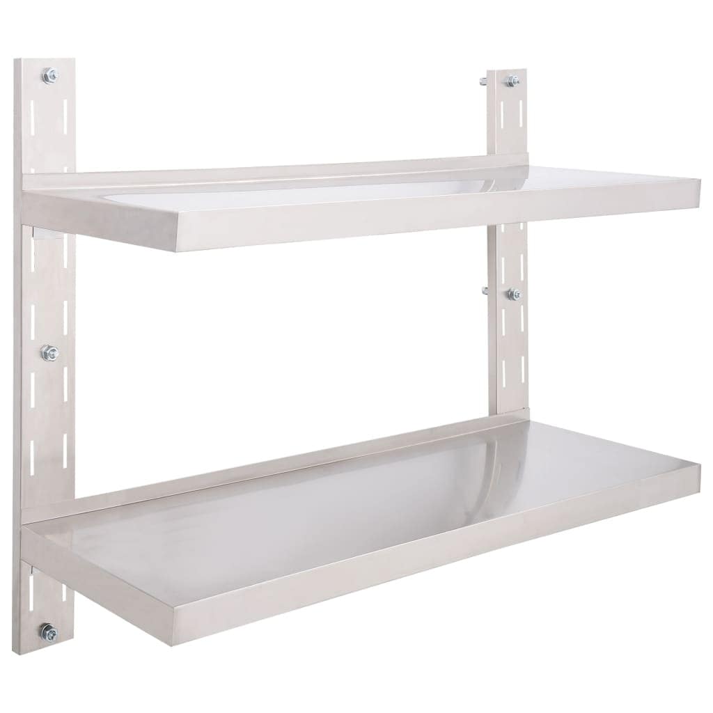 Shop Vidaxl 2 Tier Floating Wall Shelf Stainless Steel 39 4 X11 8 On Sale Overstock 31881075