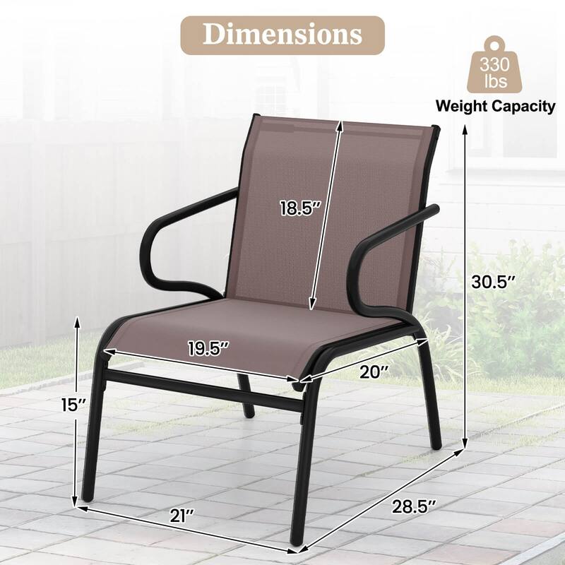 Costway Patio Chairs Set of 2/4/6 with Breathable Fabric & Metal Frame - See Details
