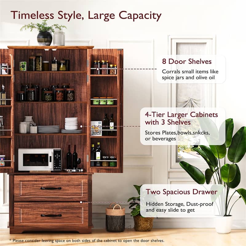 71" Farmhouse Kitchen Pantry Cabinet,Freestanding Cupboard Cabinet
