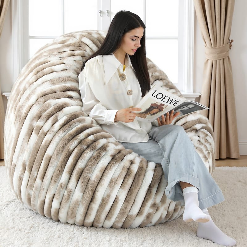 5-foot Round Plush Corduroy Convertible Bean Bag Chair Lounge