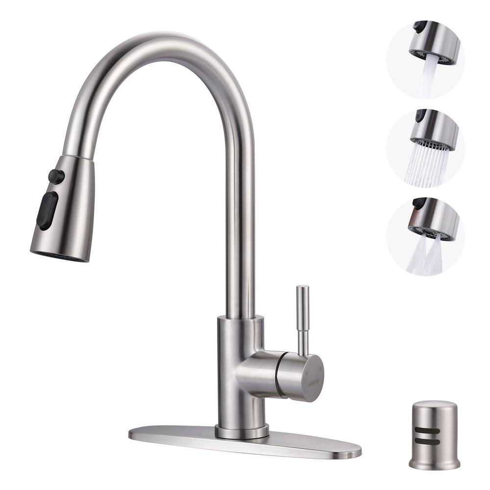 WOWOW Pull Down Sprayer Kitchen Faucet with Dishwasher Air Gap