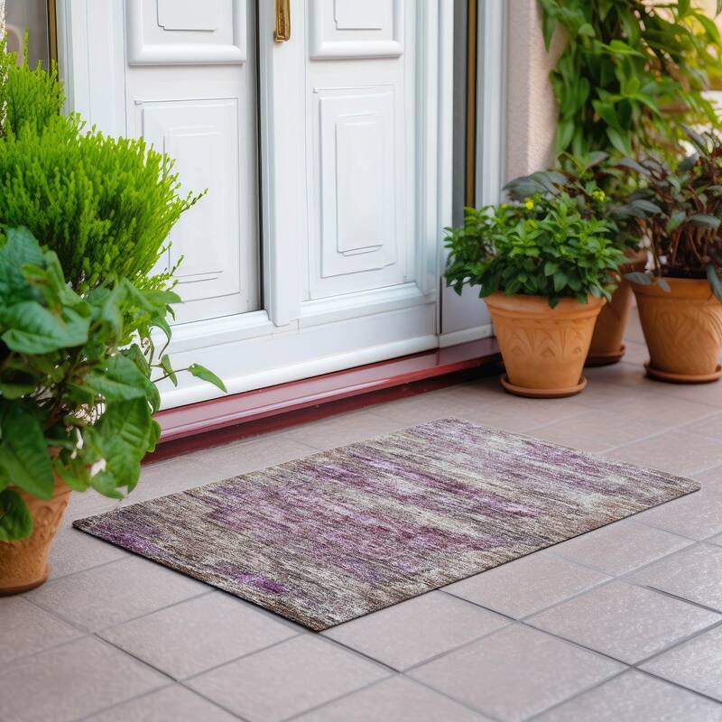 Machine Washable Indoor/ Outdoor Ombre Solid Chantille Rug