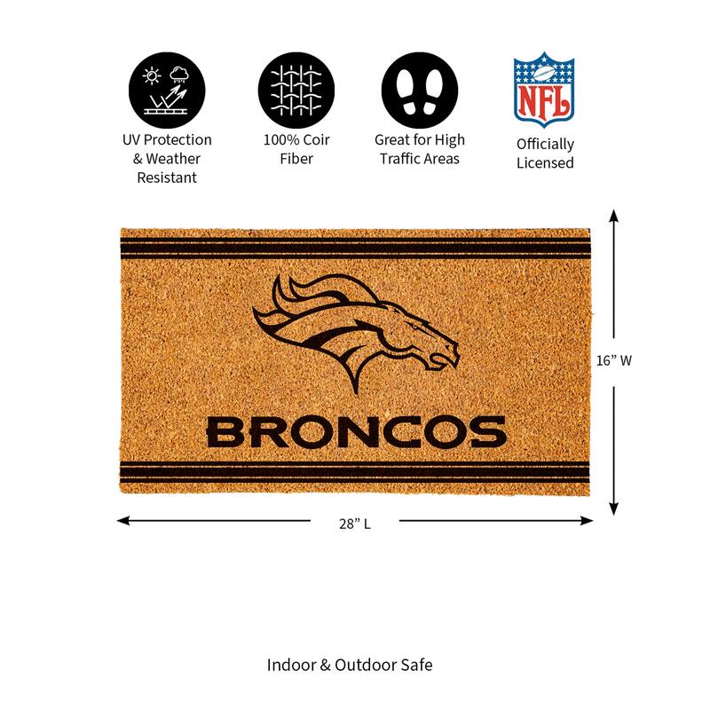 28 in. x 16 in. Denver Broncos, Coir Mat