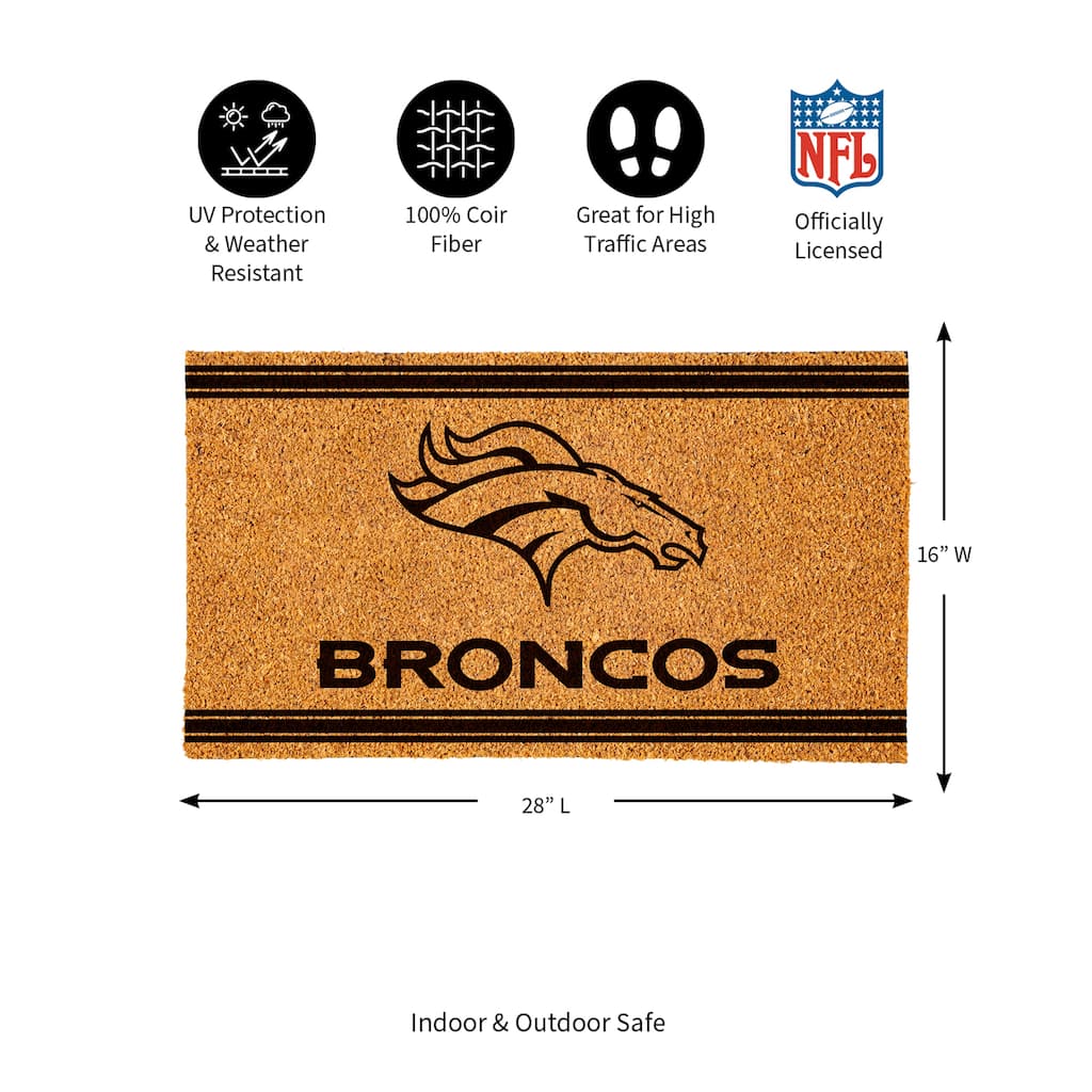 28 in. x 16 in. Denver Broncos, Coir Mat