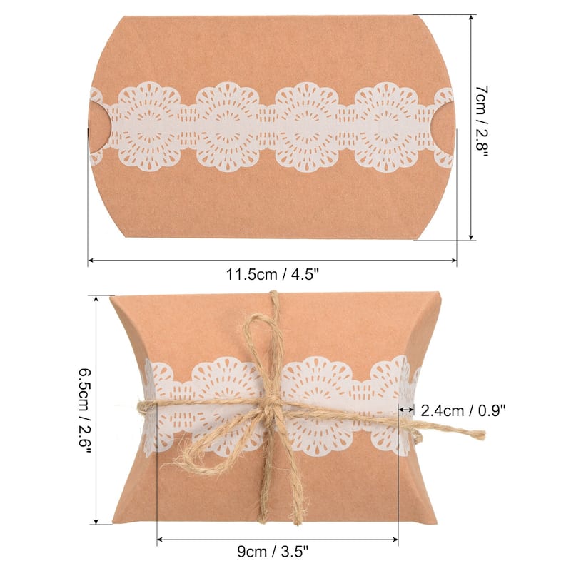 Pillow Boxes, 50Pcs Wedding Gift Box with Ropes 4.5x2.8 Inch for Wedding Yellow - Yellow