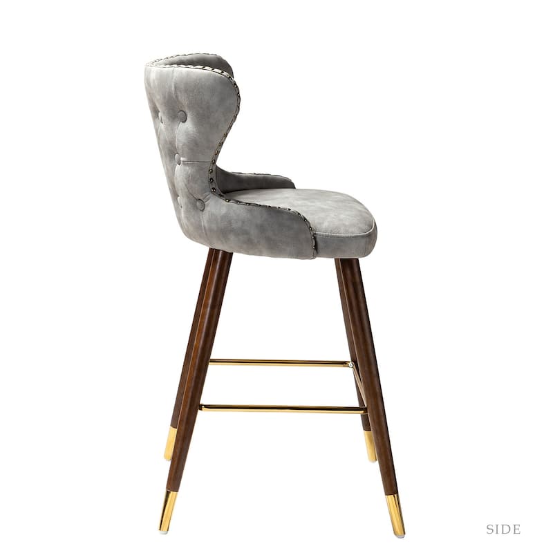 Hepburn Wingback Nailhead Trim Bar Stool Set of 2 by HULALA HOME