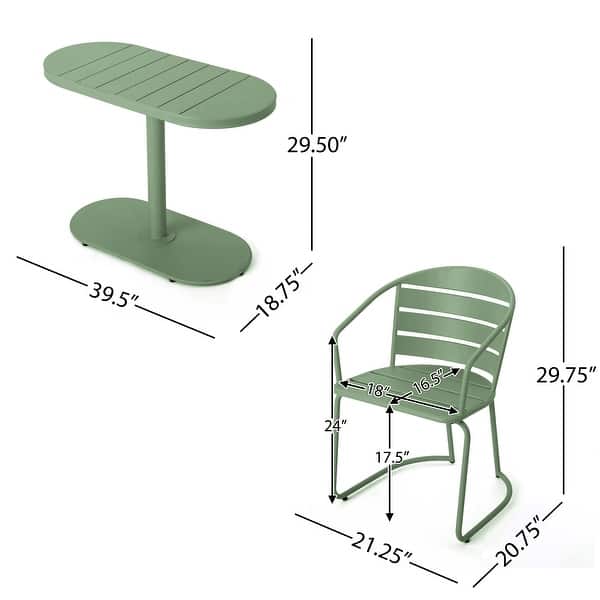 dimension image slide 7 of 9, Santa Monica Outdoor 3-Piece Bistro Set by Christopher Knight Home