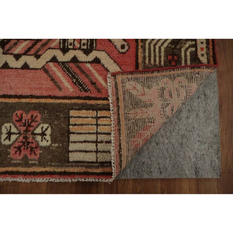 Hand Knotted Oriental 100% Wool Carpet Transitional Geometric Pink Khotan Area Rug - 8' 10'' X 5' 0''