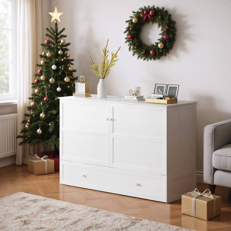 Mixoy Queen Horizontal Murphy Chest Bed with Mattress,Charging Station