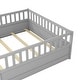 preview thumbnail 13 of 12, Grey Full Size Pine Wood Floor Bed with Full-length Guardrail and Door for Kids, Adults