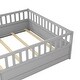 preview thumbnail 13 of 12, Grey Full Size Pine Wood Floor Bed with Full-length Guardrail