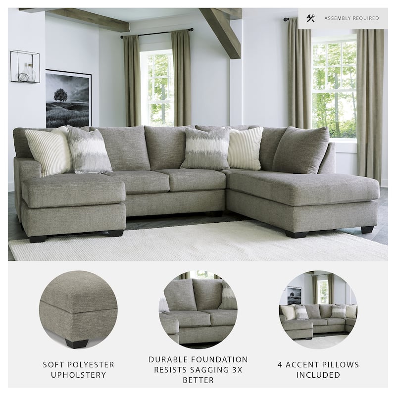 Signature Design by Ashley Creswell Gray 2-Piece Sectional with Chaise - 125"W x 87"D x 39"H