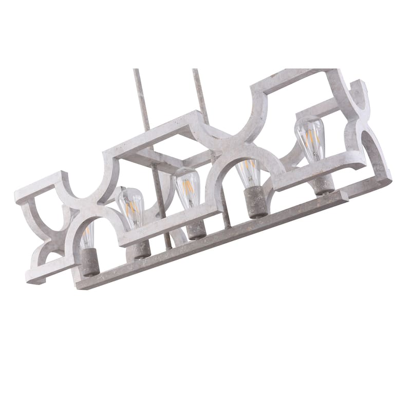 Oaks Aura French Country 5-Light Linear Wood Chandelier Rustic Wood Kitchen Island Light