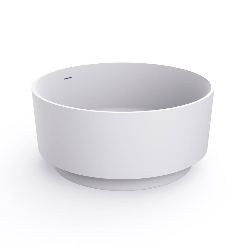 49 Inch Round Shape Freestanding Solid Surface Soaking Bathtub For Bathroom