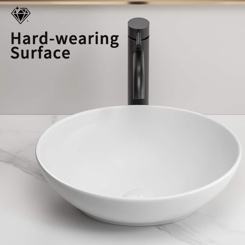 Oval Ceramic Vessel Bathroom Sink with Minimal Design