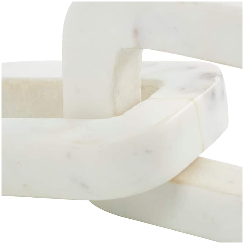 Minimalist White Marble Geometric 2 and 3 Link Chain Sculpture