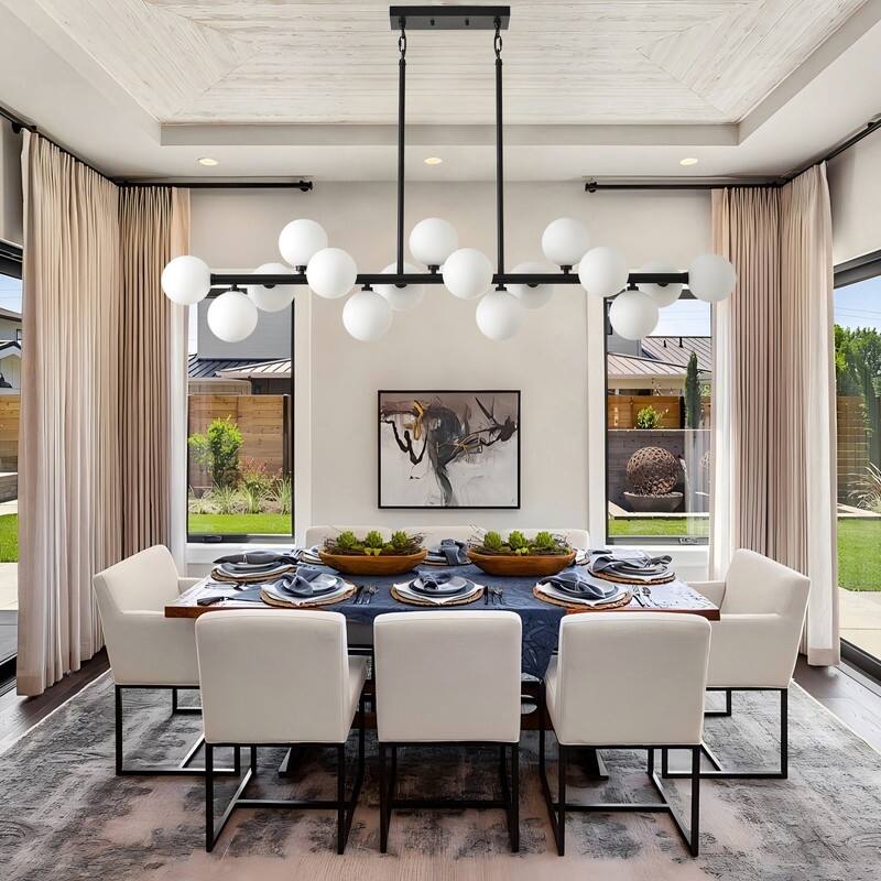 55in Modern Linear Chandeliers Large Pendant Lights Kitchen Island Lighting 16-Light Mid Century Sputnik Chandeliers