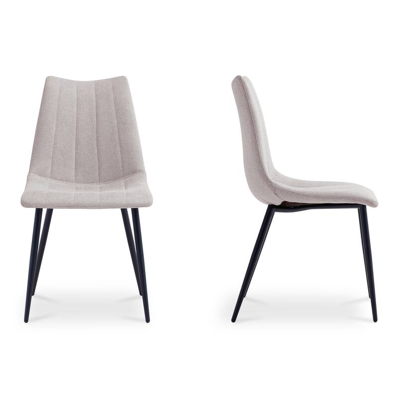 NADAAL STUDIOS Florian Dining Chair, Performance Fabric Upholstery, Vertical Stitching, Dark Grey - Set of 2