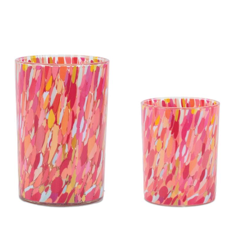 Painted Glass Candle Holder (Set of 2)