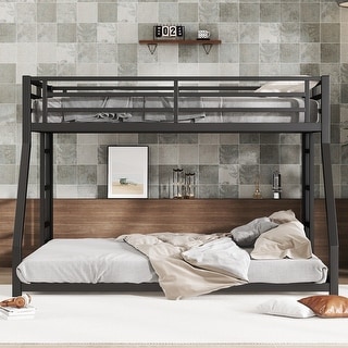 Metal Full XL over Queen Bunk Bed for Teens and Adults, Black