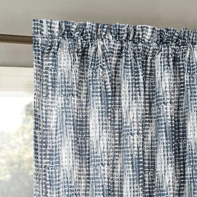 No. 918 Aran Crosshatch Print Semi-Sheer Rod Pocket Curtain Panel, Single Panel