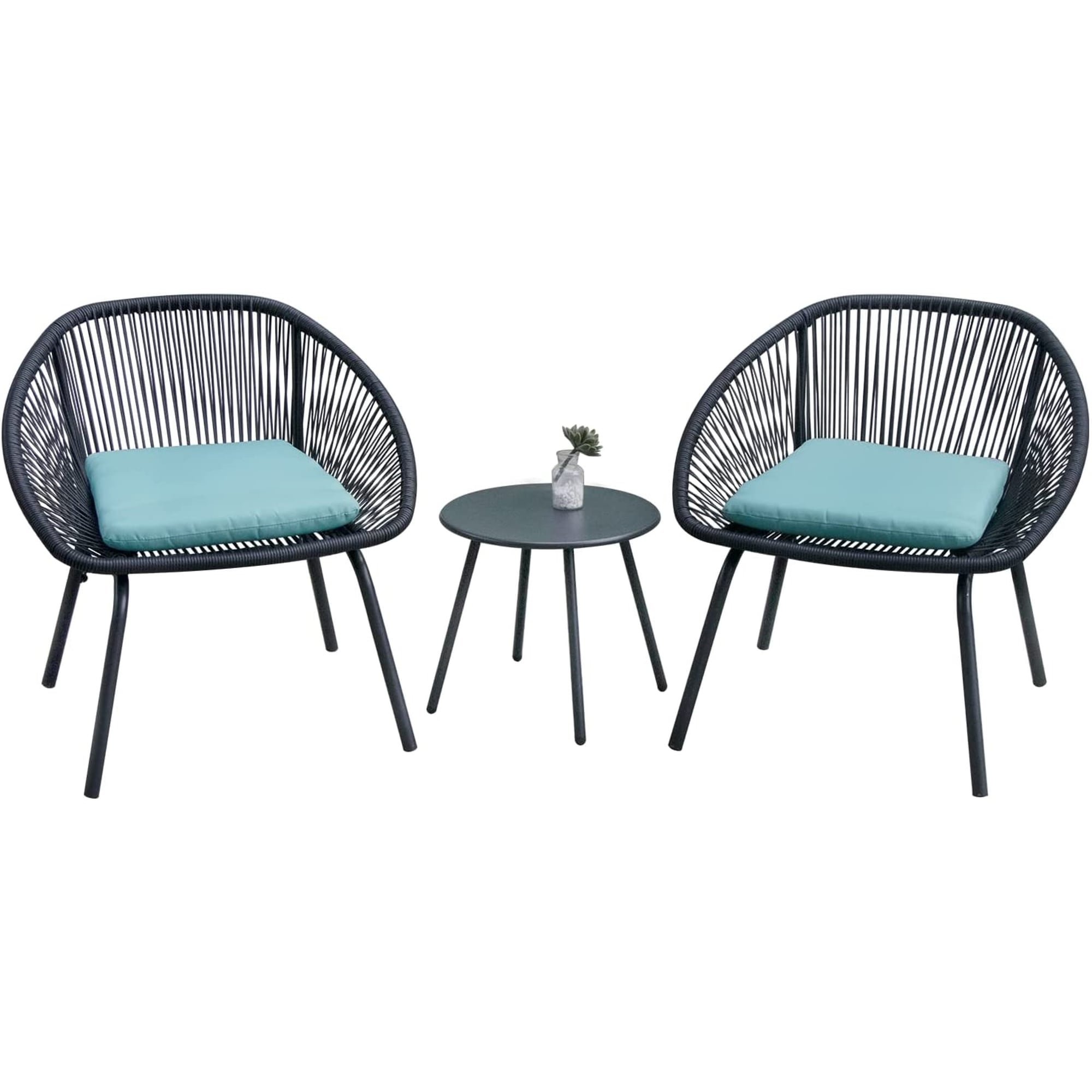 A 3-Piece Set of All-Weather Rattan Chair Furniture for Outdoor terraces and a Wicker Rattan Sofa Set. a Garden Conversation Chair Set with a Round Accent Table a Bistro Table and Chair Set 
